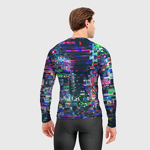 Мужской рашгард Ночной город - glitch / 3D-принт – фото 4