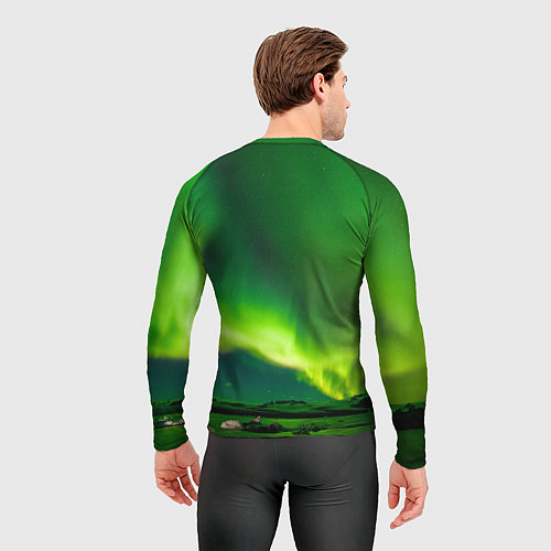 Мужской рашгард Абстрактное полярное сияние - Зелёный / 3D-принт – фото 4