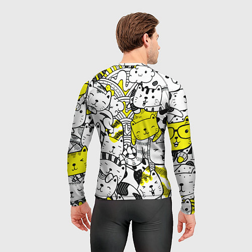 Мужской рашгард Милые Чёрные и Жёлтые Коты / 3D-принт – фото 4