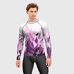 Рашгард мужской Мозаичный узор в розовых и сиреневых тонах на бело, цвет: 3D-принт — фото 2