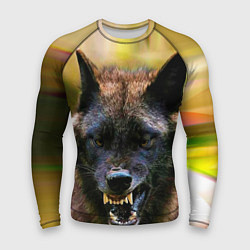 Рашгард мужской Оскал чёрного волка, цвет: 3D-принт