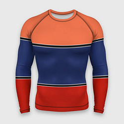 Рашгард мужской Combined pattern striped orange red blue, цвет: 3D-принт