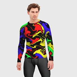 Рашгард мужской Яркие абстрактные краски, цвет: 3D-принт — фото 2