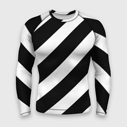 Рашгард мужской Черно белые полоски, цвет: 3D-принт