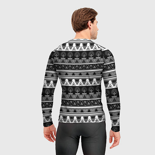 Мужской рашгард Черно-белый скандинавский орнамент / 3D-принт – фото 4