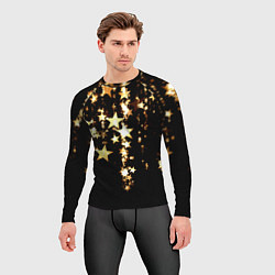 Рашгард мужской Золотые праздничные звезды, цвет: 3D-принт — фото 2
