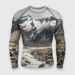 Рашгард мужской Горы и река с камнями, цвет: 3D-принт