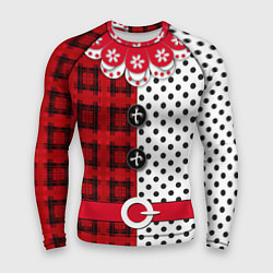 Рашгард мужской Костюм новогодний Клоун фольклор красный с белым, цвет: 3D-принт