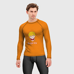 Рашгард мужской Человек-бензопила Дэндзи на оранжевом фоне, цвет: 3D-принт — фото 2