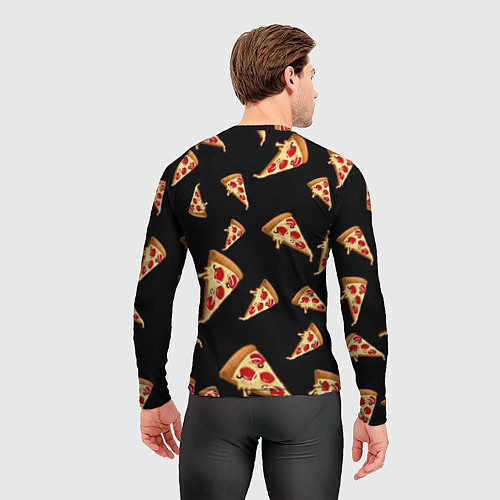 Мужской рашгард Куски пиццы на черном фоне / 3D-принт – фото 4