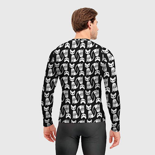Мужской рашгард Скелет кошки - Halloween pattern / 3D-принт – фото 4