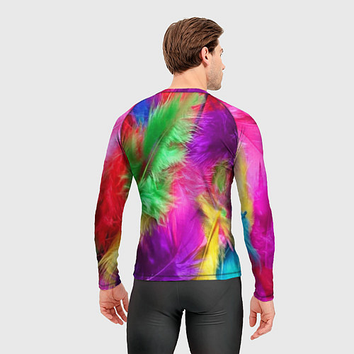 Мужской рашгард Яркие разноцветные перья / 3D-принт – фото 4
