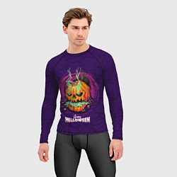 Рашгард мужской Злобная тыква Хэллоуин, цвет: 3D-принт — фото 2