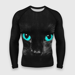 Рашгард мужской Чёрный кот с бирюзовыми глазами, цвет: 3D-принт
