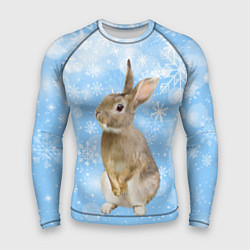 Рашгард мужской Кролик и снежинки, цвет: 3D-принт