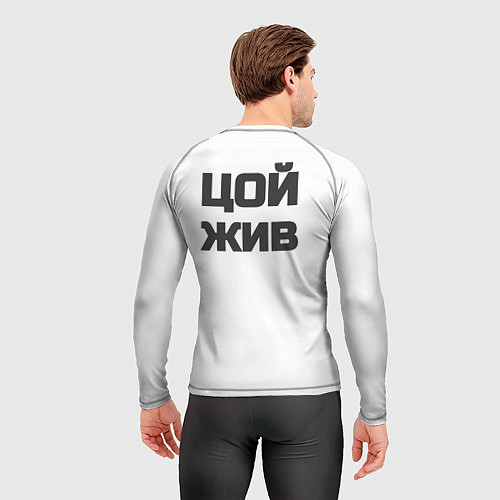 Мужской рашгард Виктор Цой чёрно-белый рисунок / 3D-принт – фото 4