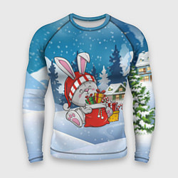 Рашгард мужской Зайчик с новогодними подарками, цвет: 3D-принт