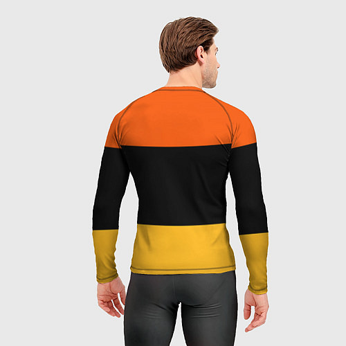 Мужской рашгард Полосатый оранжевый с черной и белой полосой / 3D-принт – фото 4