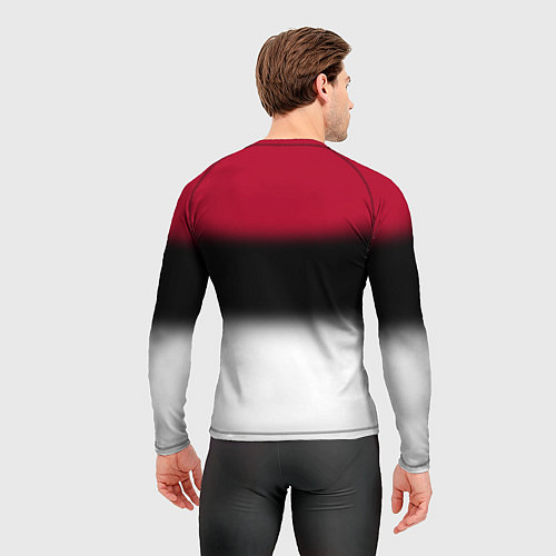 Мужской рашгард Размытый полосатый узор черный красный белый / 3D-принт – фото 4