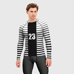 Рашгард мужской Черно белый полосатый фон, цвет: 3D-принт — фото 2