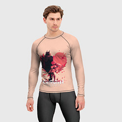 Рашгард мужской Геншин Импакт, героиня на фоне сердца, цвет: 3D-принт — фото 2