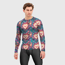 Рашгард мужской Паттерн пылающие сердца, цвет: 3D-принт — фото 2