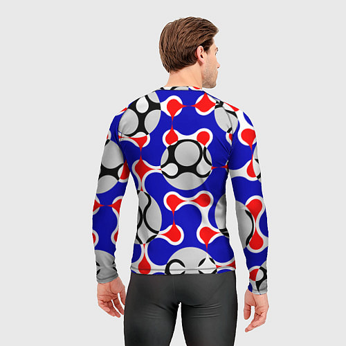 Мужской рашгард Абстрактные сине-красные паттерны и шары / 3D-принт – фото 4