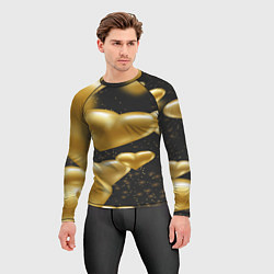 Рашгард мужской Золотые сердца на день святого валентина фон, цвет: 3D-принт — фото 2