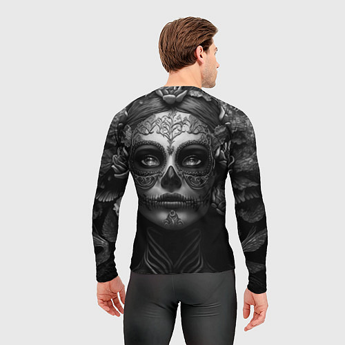 Мужской рашгард Девушка с макияжем для дня мертвых / 3D-принт – фото 4