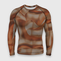 Рашгард мужской Тёмно-золотистые абстрактные волны, цвет: 3D-принт