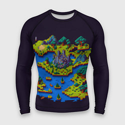 Рашгард мужской Пиксельный остров и замок, цвет: 3D-принт
