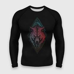 Рашгард мужской Неоновый разноцветный волк, цвет: 3D-принт