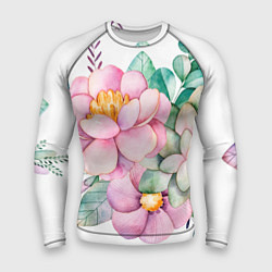 Рашгард мужской Пастельные цветы - посередине, цвет: 3D-принт