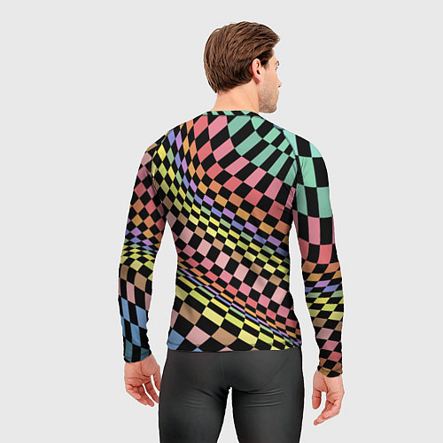 Мужской рашгард Colorful avant-garde chess pattern - fashion / 3D-принт – фото 4