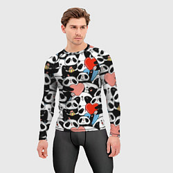 Рашгард мужской Панды с сердечками, цвет: 3D-принт — фото 2