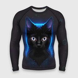 Рашгард мужской Черный кот на фоне созвездий, цвет: 3D-принт