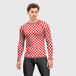 Рашгард мужской Красные и белые квадраты, цвет: 3D-принт — фото 2