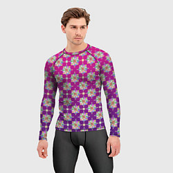 Рашгард мужской Абстрактные разноцветные узоры на пурпурно-фиолето, цвет: 3D-принт — фото 2