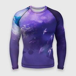 Рашгард мужской Фиолетовый необъятный космос, цвет: 3D-принт