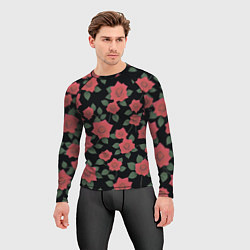 Рашгард мужской Алые розы на черном, цвет: 3D-принт — фото 2