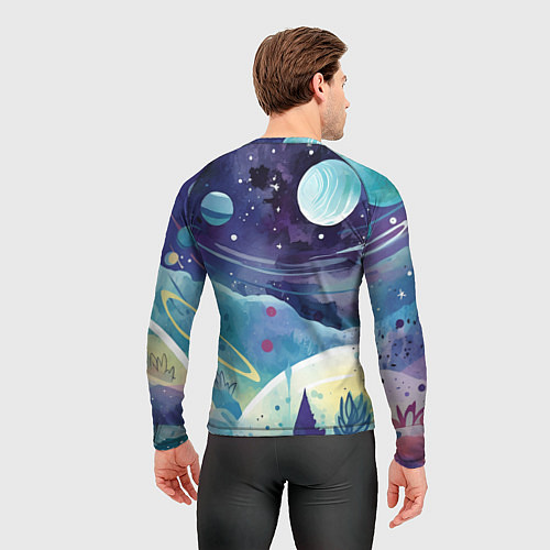 Мужской рашгард Абстрактный акварельный пейзаж: арт нейросети / 3D-принт – фото 4