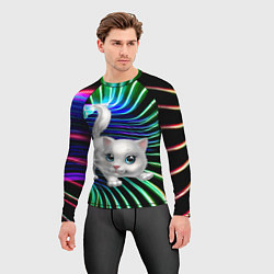 Рашгард мужской Милая кошечка в космическом портале, цвет: 3D-принт — фото 2