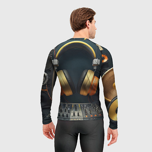 Мужской рашгард Золотые наушники / 3D-принт – фото 4