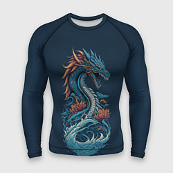 Рашгард мужской Синий дракон от нейросети, цвет: 3D-принт