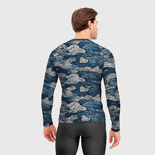 Мужской рашгард Морские волны паттерн / 3D-принт – фото 4