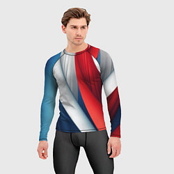 Рашгард мужской Белая синяя красная абстракция, цвет: 3D-принт — фото 2
