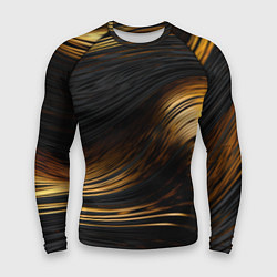 Рашгард мужской Black gold waves, цвет: 3D-принт