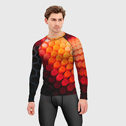 Рашгард мужской Hexagon orange, цвет: 3D-принт — фото 2