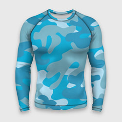 Рашгард мужской Камуфляж военный синий, цвет: 3D-принт
