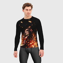 Рашгард мужской Незуко и пламя - клинок, цвет: 3D-принт — фото 2